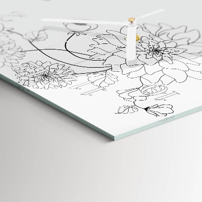 Glasuhr quadratisch Blumen