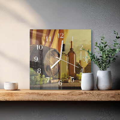 Quadratische wanduhr modern Ein Fass Wein