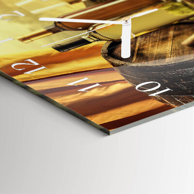 Quadratische wanduhr modern Ein Fass Wein