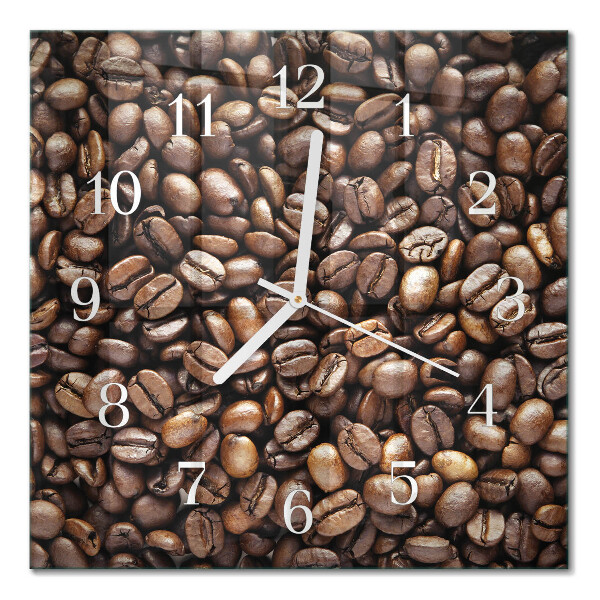 Quadratische wanduhr modern Kaffeebohnen