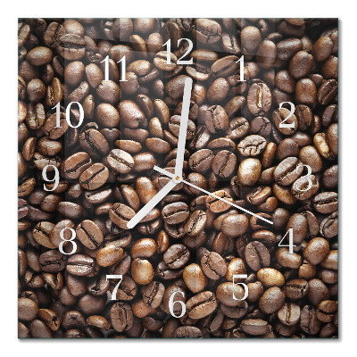 Quadratische wanduhr modern Kaffeebohnen