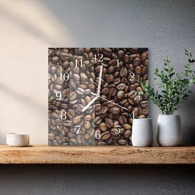 Quadratische wanduhr modern Kaffeebohnen