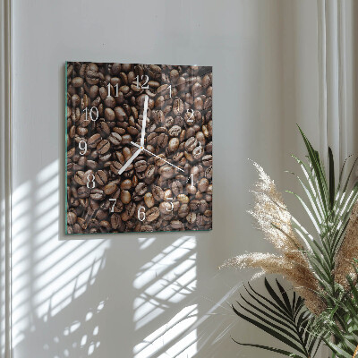 Quadratische wanduhr modern Kaffeebohnen