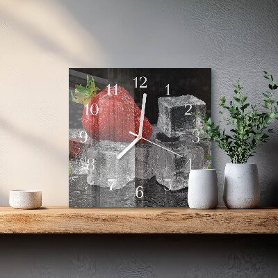 Quadratische wanduhr Erdbeereis