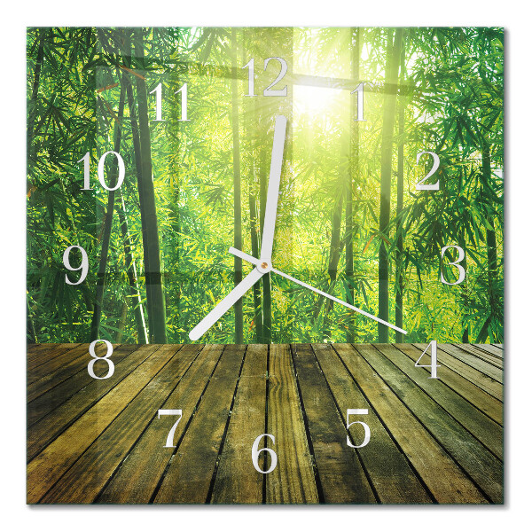 Quadratische wanduhr modern Bambus