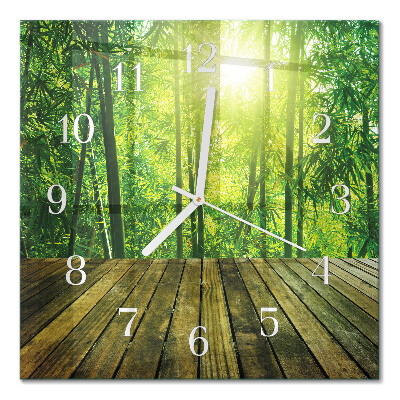 Quadratische wanduhr modern Bambus