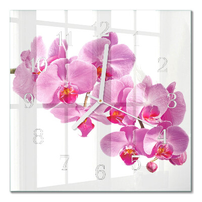 Moderne wanduhr quadratisch Orchidee