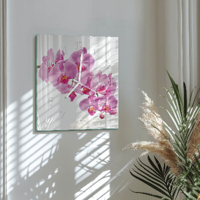 Moderne wanduhr quadratisch Orchidee