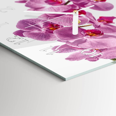 Moderne wanduhr quadratisch Orchidee