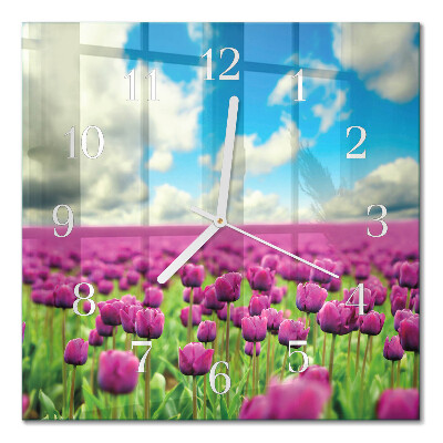 Wanduhr mit motiv quadratisch Tulpen