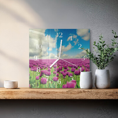 Wanduhr mit motiv quadratisch Tulpen