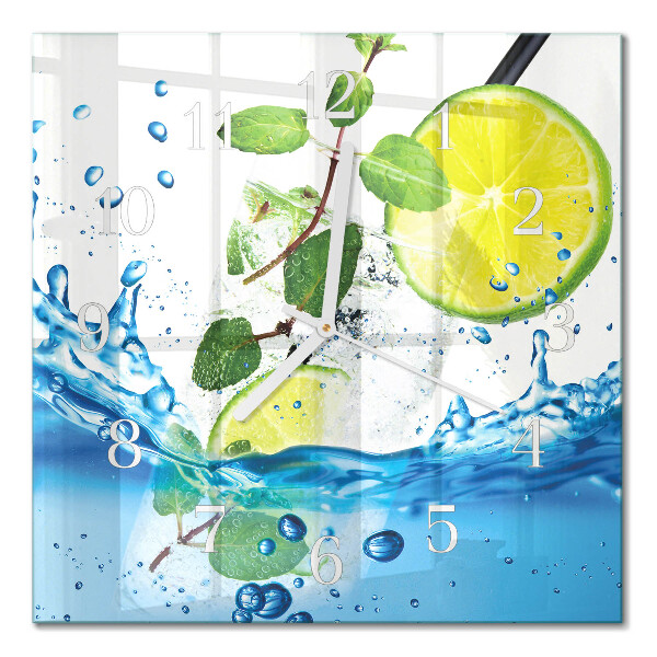 Moderne wanduhr quadratisch Limette und Minze