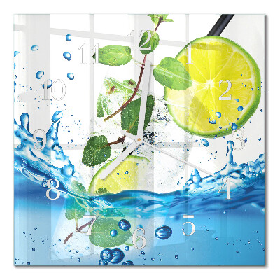 Moderne wanduhr quadratisch Limette und Minze