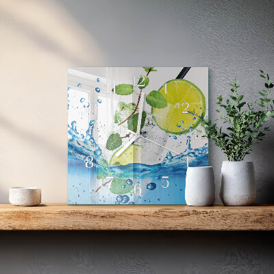 Moderne wanduhr quadratisch Limette und Minze