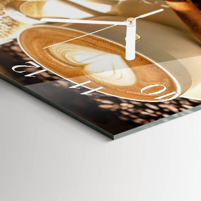Quadratische wanduhr Kaffeeherz