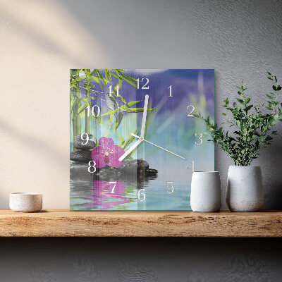 Glasuhr quadratisch Orchideen-Spa