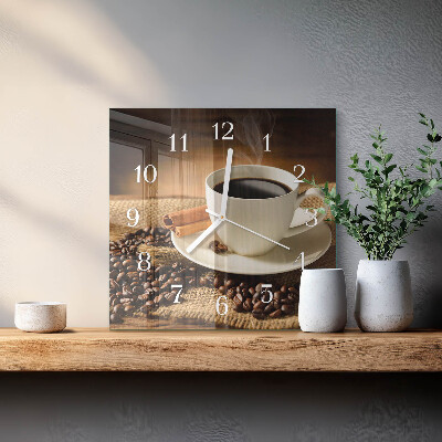 Quadratische wanduhr modern Kaffee