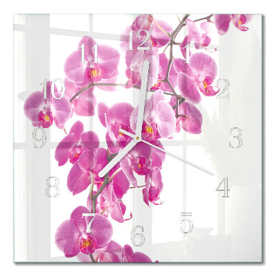 Quadratische wanduhr Orchidee