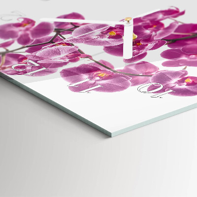 Quadratische wanduhr Orchidee