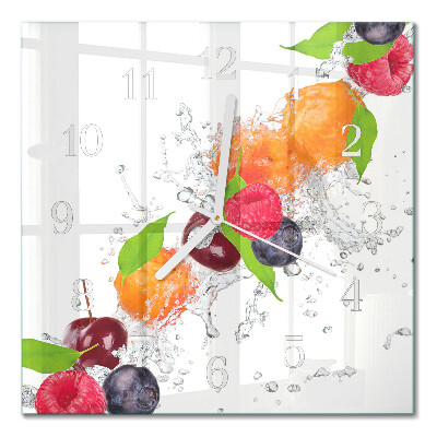 Quadratische wanduhr modern Obst