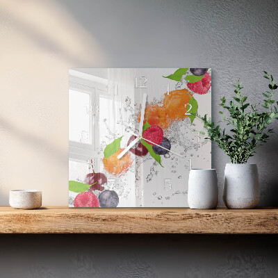 Quadratische wanduhr modern Obst