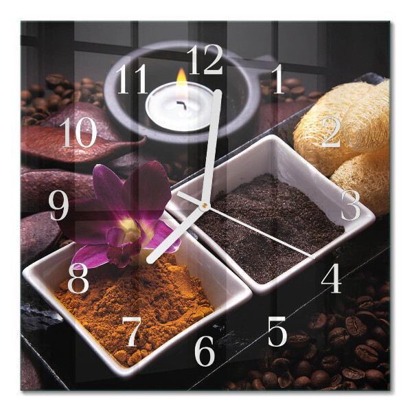 Moderne wanduhr quadratisch Orchidee