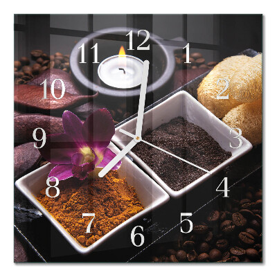 Moderne wanduhr quadratisch Orchidee