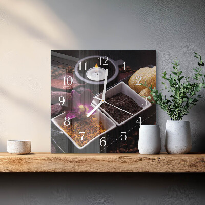 Moderne wanduhr quadratisch Orchidee