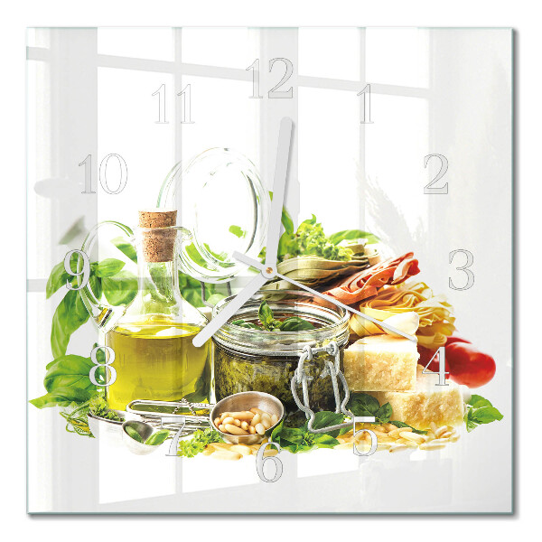 Glasuhr quadratisch Pasta mit Olivenöl