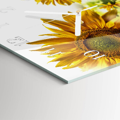 Glasuhr quadratisch Sonnenblume