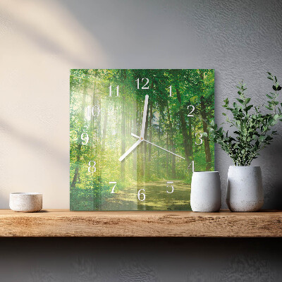 Quadratische wanduhr modern Waldnatur