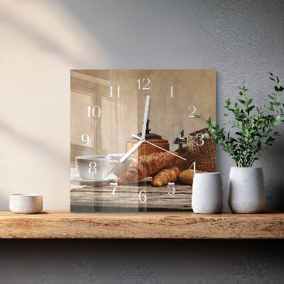 Wanduhr mit motiv quadratisch Croissants