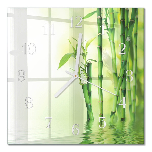 Quadratische wanduhr Bambus