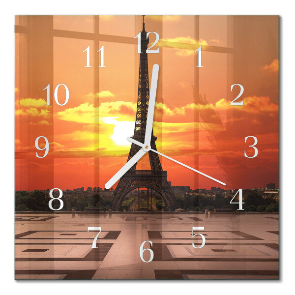 Quadratische wanduhr modern Eiffelturm