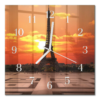 Quadratische wanduhr modern Eiffelturm