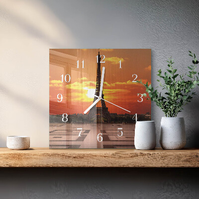 Quadratische wanduhr modern Eiffelturm