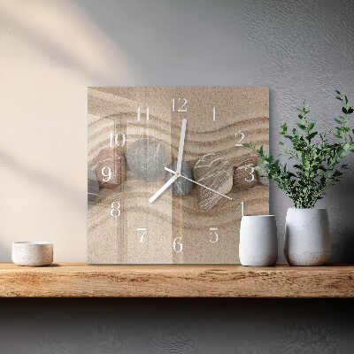 Quadratische wanduhr Steine ​​und Sand