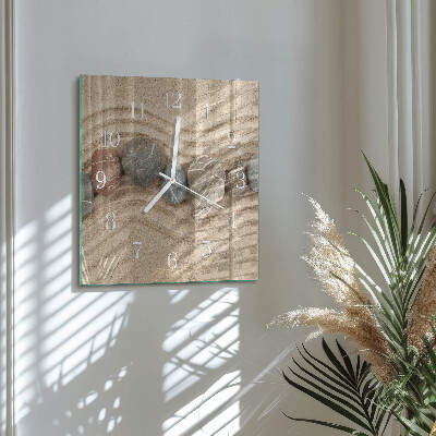 Quadratische wanduhr Steine ​​und Sand