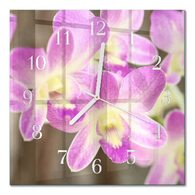 Quadratische wanduhr modern Blumen