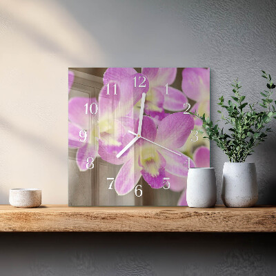 Quadratische wanduhr modern Blumen
