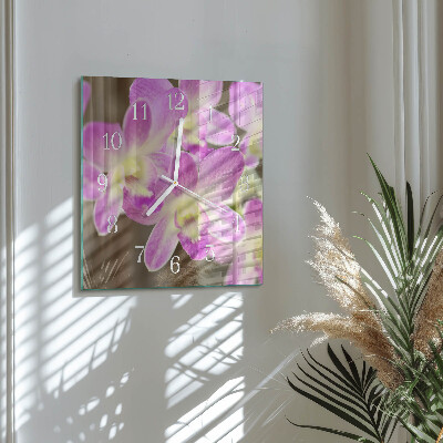 Quadratische wanduhr modern Blumen