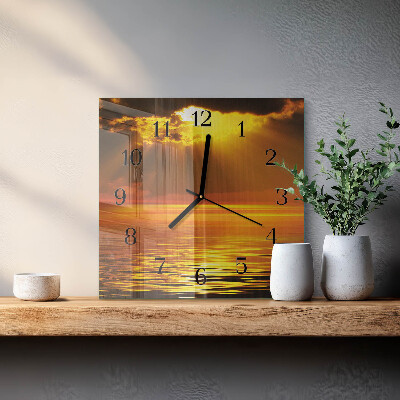Quadratische wanduhr modern Sonnenuntergang