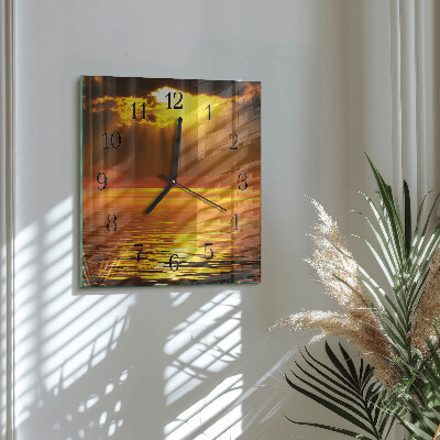 Quadratische wanduhr modern Sonnenuntergang