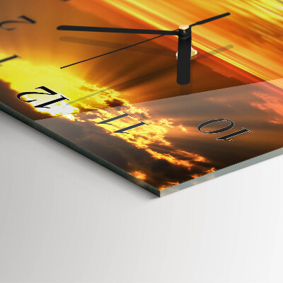 Quadratische wanduhr modern Sonnenuntergang