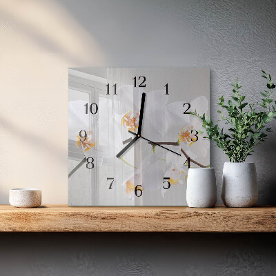 Wanduhr mit motiv quadratisch Orchidee
