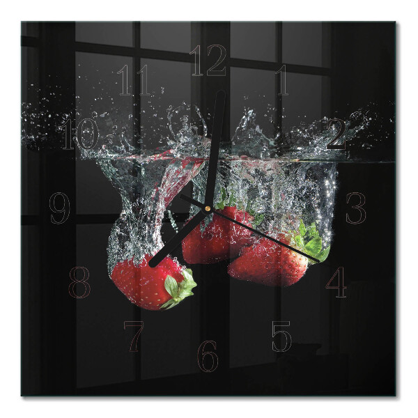 Moderne wanduhr quadratisch Erdbeeren