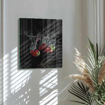 Moderne wanduhr quadratisch Erdbeeren