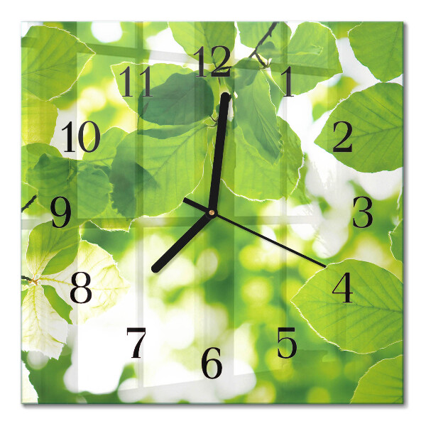 Quadratische wanduhr Blätter