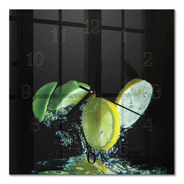 Moderne wanduhr quadratisch Zitrone und Limette