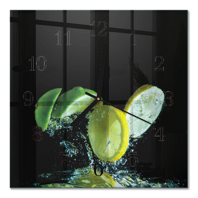 Moderne wanduhr quadratisch Zitrone und Limette
